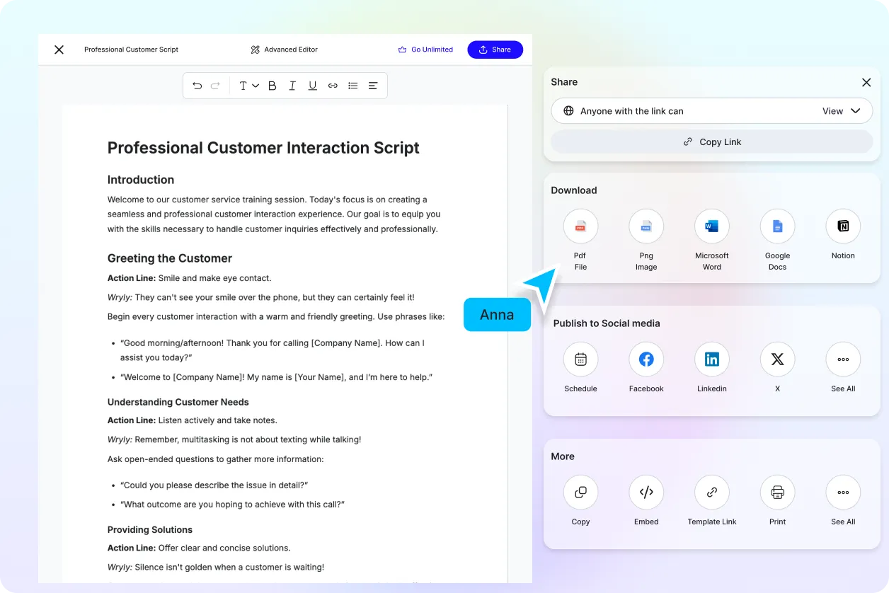 Free AI Customer Script Generator, Online Script Writing Tool